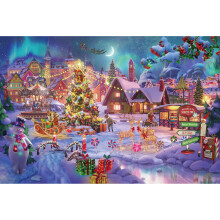 1000 Piece Wooden Christmas Jigsaw Puzzle for Adults Snowy Christmas Eve Tree Scene, Precision Fit Design