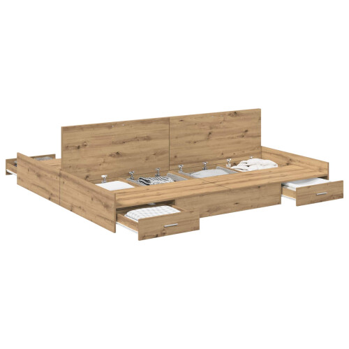Berkfield Storage Bed Frame Artisan Oak 200 x 200 cm Engineered Wood 1