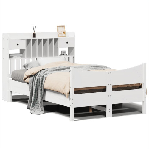 Berkfield Bed Frame without Mattress White 135x190 cm Double Solid Wood Pine 1