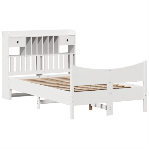 Berkfield Bed Frame without Mattress White 135x190 cm Double Solid Wood Pine 2