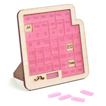 Wooden Calendar Puzzle for Adults, Daily Changing Challenge Desk Decor, Reusable Jigsaw Calendar