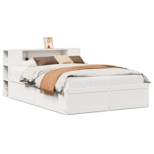Berkfield Bed Frame without Mattress White 135x190 cm Double Solid Wood Pine 1