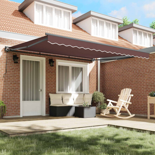 Berkfield Awning Frame Brown 400 x 300 cm Polyester with PU coating 2