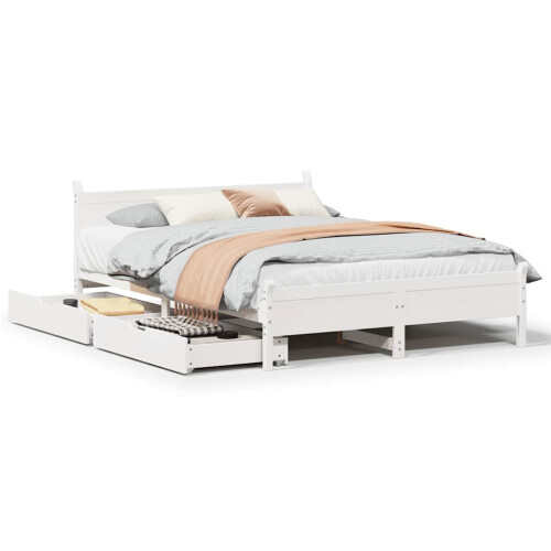 Berkfield Bed Frame without Mattress White 140x190 cm Solid Wood Pine 1