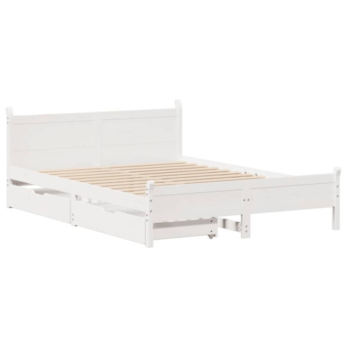 Berkfield Bed Frame without Mattress White 140x190 cm Solid Wood Pine 2