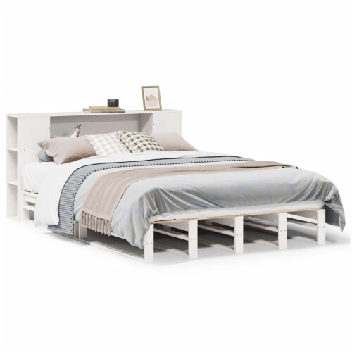Berkfield Bookcase Bed without Mattress White 135x190 cm Double Solid Wood 1