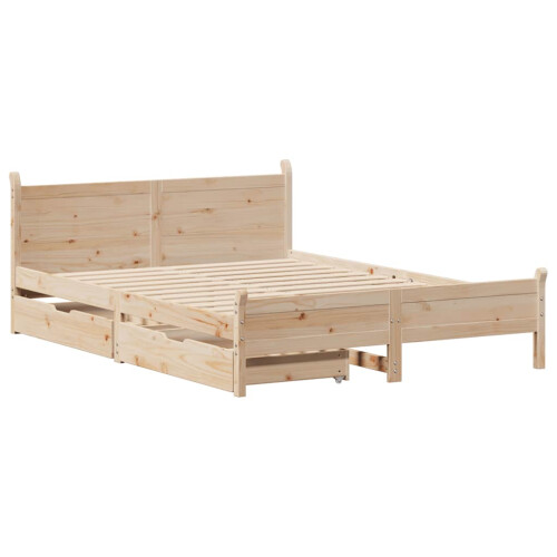 Berkfield Bed Frame without Mattress 135x190 cm Double Solid Wood Pine 2