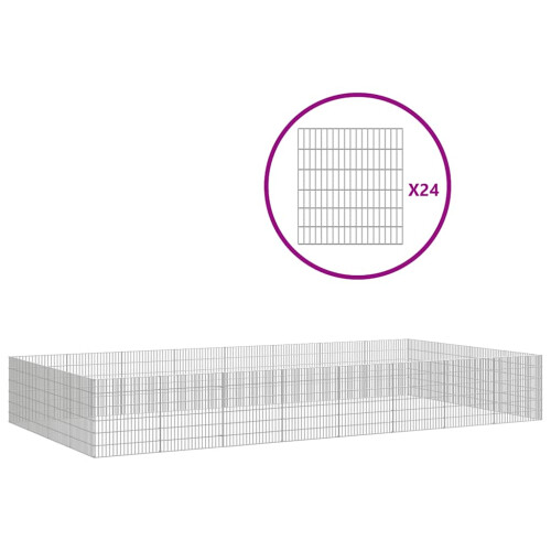 Berkfield Free Range Animal Enclosure 24-Panel 54x60 cm Galvanised Iron 1