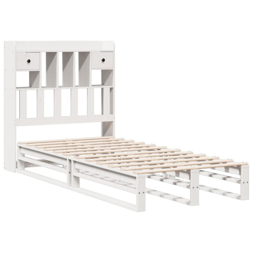 Berkfield Bookcase Bed without Mattress White 75x190 cm Small Single Solid Wood Pine 2