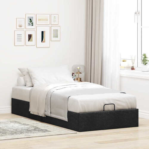 Berkfield Ottoman Bed Frame without Mattress Black Single Fabric 2
