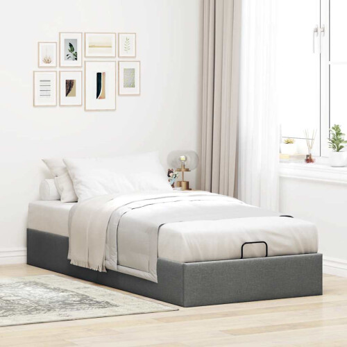 Berkfield Ottoman Bed Frame without Mattress Dark Grey Single Fabric 2