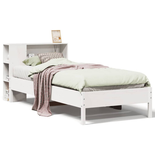 Berkfield Bookcase Bed without Mattress White 75x190 cm Small Single Solid Wood Pine 1