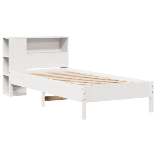 Berkfield Bookcase Bed without Mattress White 75x190 cm Small Single Solid Wood Pine 2
