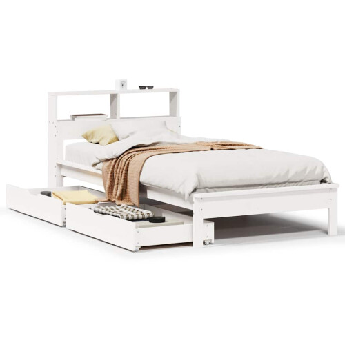 Berkfield Bookcase Bed without Mattress White 90x190 cm Single Solid Wood Pine 1