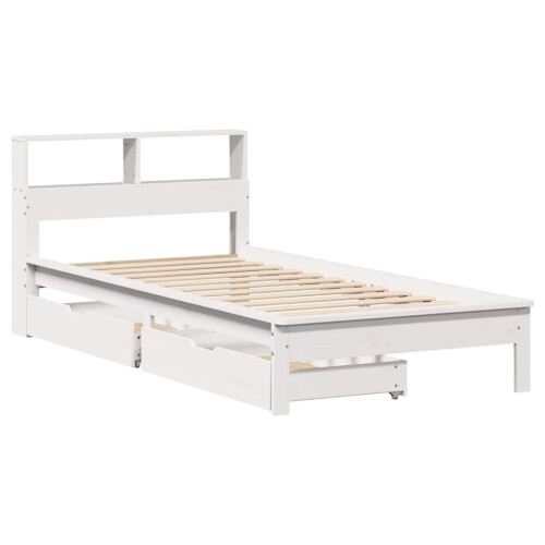 Berkfield Bookcase Bed without Mattress White 75x190 cm Small Single Solid Wood Pine 2