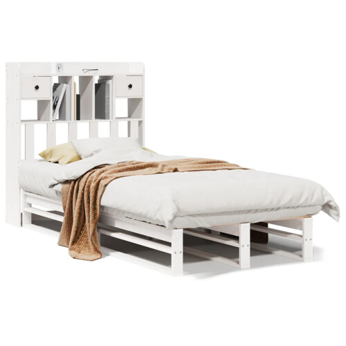 Berkfield Bookcase Bed without Mattress White 90x190 cm Single Solid Wood Pine 1