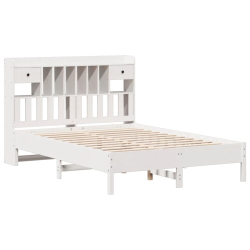 Berkfield Bookcase Bed without Mattress White 150x200 cm King Size Solid Wood Pine 2