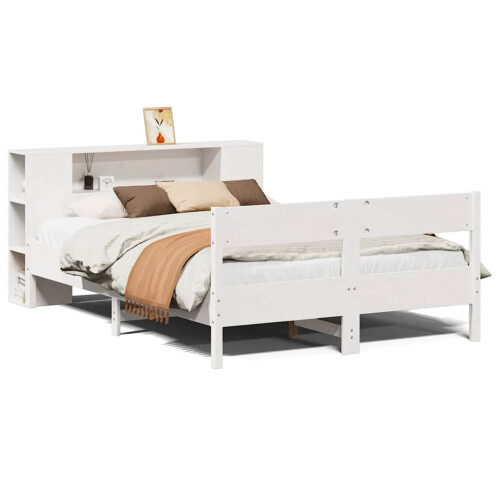 Berkfield Bookcase Bed without Mattress White 160x200cm Solid Wood Pine 1