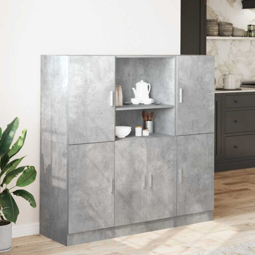 Berkfield 3 Piece Kitchen Cabinet Set Concrete Grey Engineered Wood 2