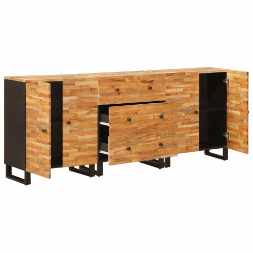 Berkfield Sideboard 3 pcs Brown 60 x 33 x 75 cm Solid Mango Wood 1