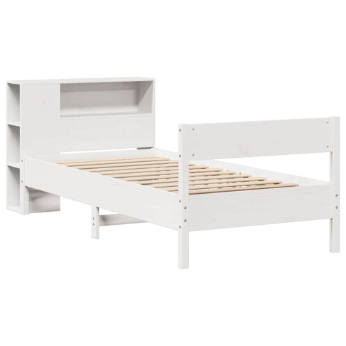 Berkfield Bookcase Bed without Mattress White 75x190 cm Small Single Solid Wood Pine 2