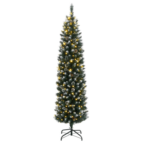 Berkfield Artificial Slim Christmas Tree 300 LEDs 210 cm 2
