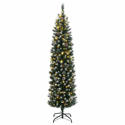 Berkfield Artificial Slim Christmas Tree 300 LEDs 180 cm 2