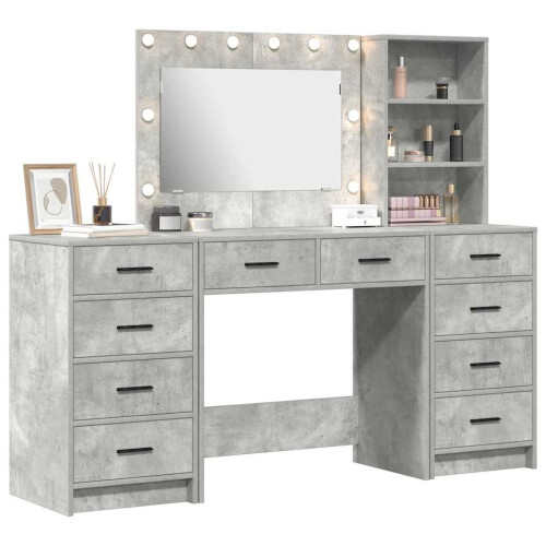 Berkfield Dressing Table with Drawer 3 pcs Concrete Grey Engineered Wood 2