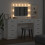 Berkfield Dressing Table with Mirror Lights 3 pcs White Engineered Wood 4