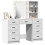 Berkfield Dressing Table with Mirror Lights 3 pcs White Engineered wood 3