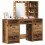 Berkfield Dressing Table with Mirror Lights 3 pcs Brown Engineered wood 3