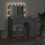 Berkfield Dressing Table with Mirror Lights 2 pcs Grey Engineered wood 4