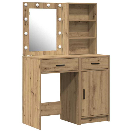 Berkfield Dressing Table Set with Shelf 2 pcs Artisan Oak Engineered Wood 1