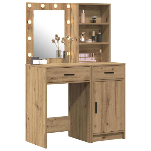 Berkfield Dressing Table Set with Shelf 2 pcs Artisan Oak Engineered Wood 2