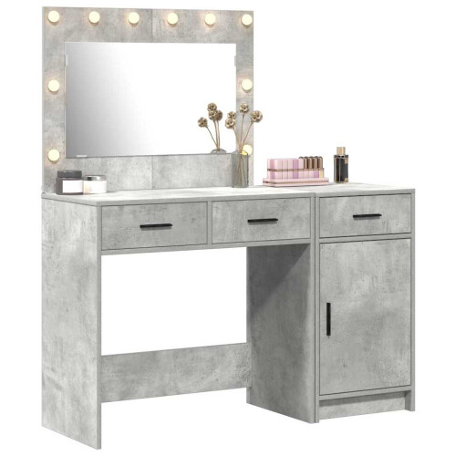 Berkfield Dressing Table with Mirror Lights 2 pcs Grey Engineered wood 2