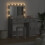 Berkfield Dressing Table with Mirror Lights 2 pcs Grey Engineered wood 4