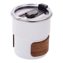 Kubek kempingowy Ozmmyan 300 ml ze stali nierdzewnej z solidnym drewnianym uchwytem 304