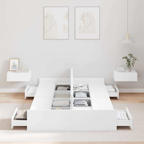Berkfield Storage Bed Frame White 120 x 200 cm Engineered Wood 2