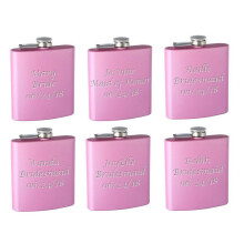 6-pack personliga 6oz brudfest-höftflaskor, rosa