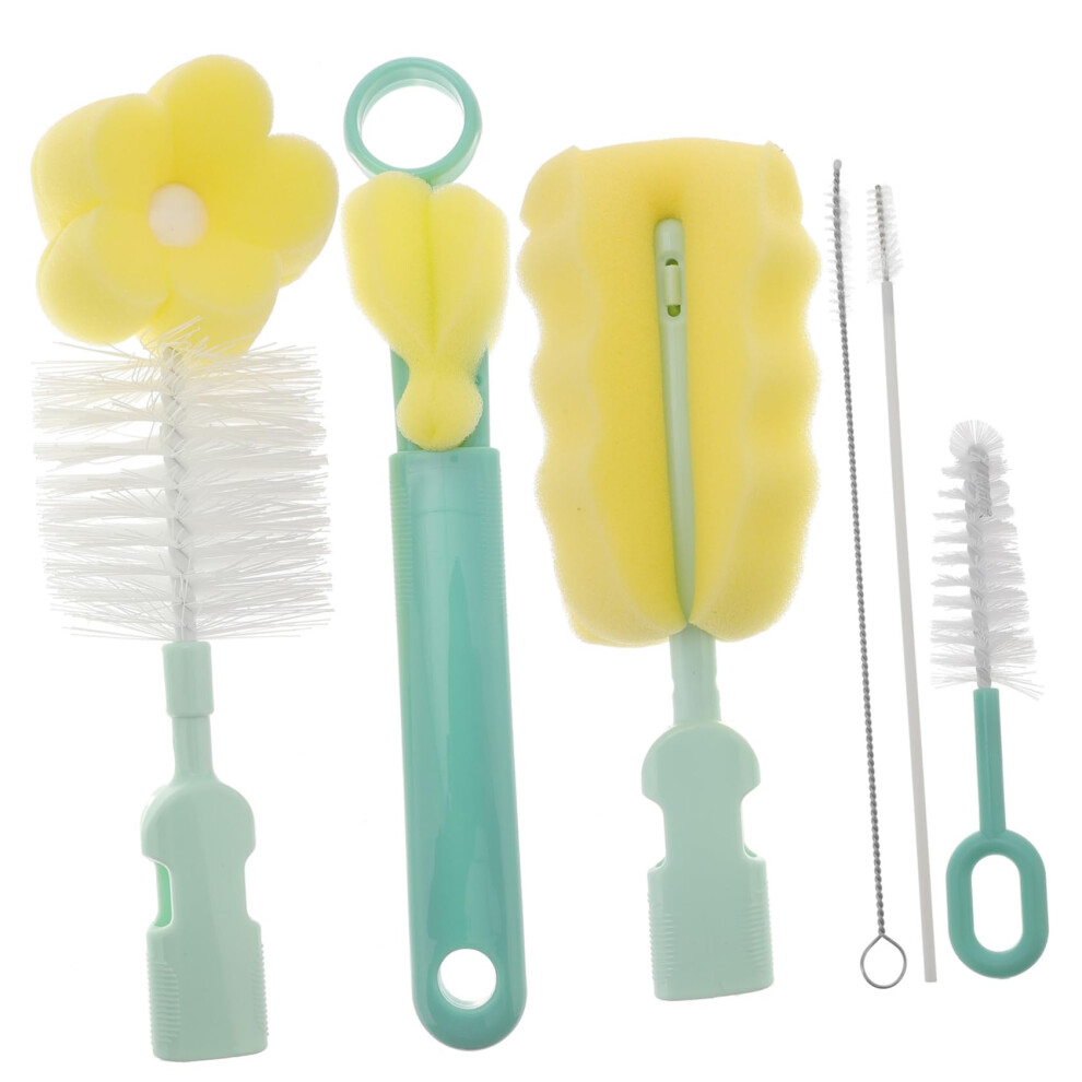 Baby Bottle Brush Set with Rotating Sponge Cleaner, Deep Straw Reach and Easy Grip Handle