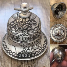1921ny sølvklokkeanheng sølvdollarklokke spisebord vintage