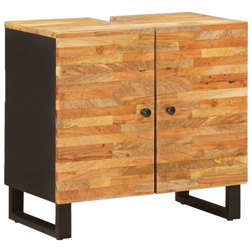 Berkfield Bathroom Sets with Drawer 5 pcs Natural Solid Mango Wood 2