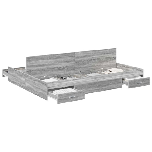 Berkfield Storage Bed Frame Grey Sonoma 135 x 190 cm Engineered Wood 1