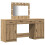 Berkfield Dressing Table with Mirror Lights 3 pcs Brown Engineered Wood 2
