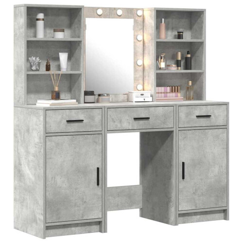 Berkfield Dressing Table Set 3 pcs Concrete Grey Engineered Wood 2
