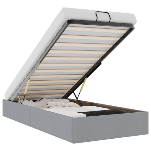 Berkfield Ottoman Bed Frame without Mattress Light Grey Single Fabric 1
