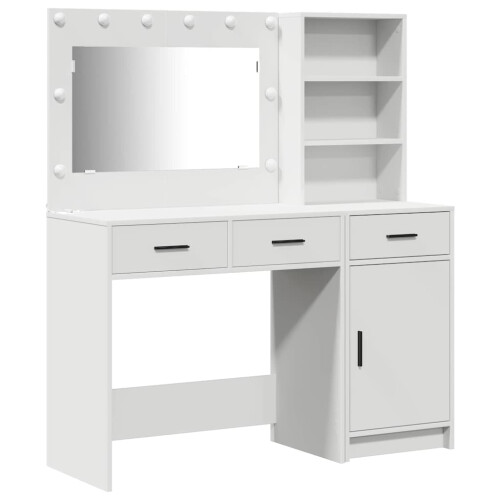 Berkfield Dressing Table with Mirror Lights 2 pcs White Engineered Wood 1