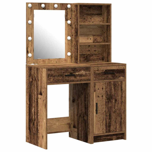 Berkfield Dressing Table Set with Drawer 2 pcs Old Wood Engineered Wood 1