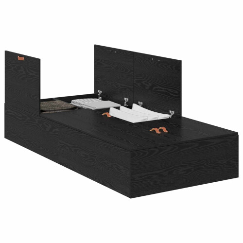 Berkfield Storage Bed Frame Black Oak 80 x 200 cm Engineered Wood 1