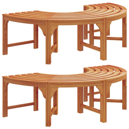 Berkfield Tree Bench 2 pcs Natural 160 x 80 x 45cm Solid Eucalyptus Wood 1